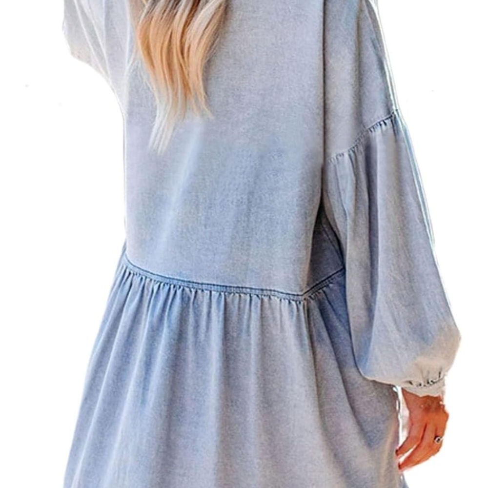Women's Light Blue Button Down Shirt - Picture 2 of 5